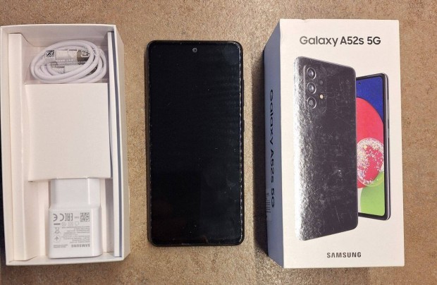 Samsung Galaxy A52s 5G fekete krtyafggetlen telefon