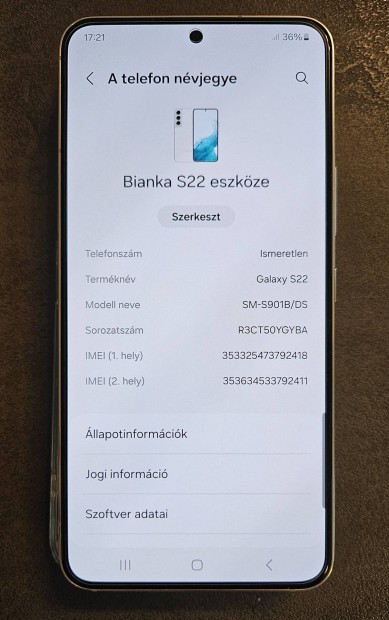 Samsung Galaxy S22 DS, 128 Gb, fehr