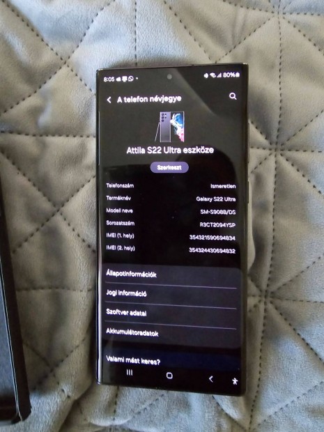 Samsung Galaxy S22 Ultra 5G 256GB 12GB RAM DUAL SIM Fekete