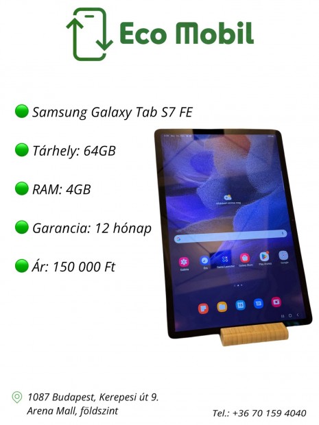 Samsung Galaxy Tab S7 FE 64GB 1 év garanciával 