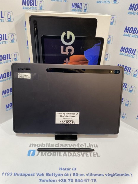 Samsung Galaxy Tab S7+ Kártyafüggetlen 128 GB 6 GB Ram, 12 hó garancia