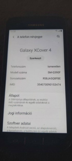 Samsung Galaxy Xcover 4 G390 Mobiltelefon elad. legfeljebb 1,5 mter