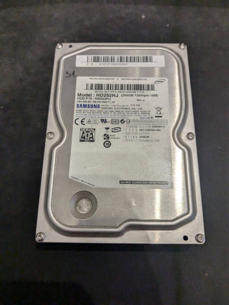 Samsung HD252HJ HDD merevlemez SATA 100/100 250 GB 3,5"