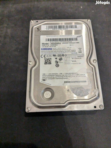 Samsung HD253GJ HDD merevlemez SATA 100/100 250 GB 3,5"