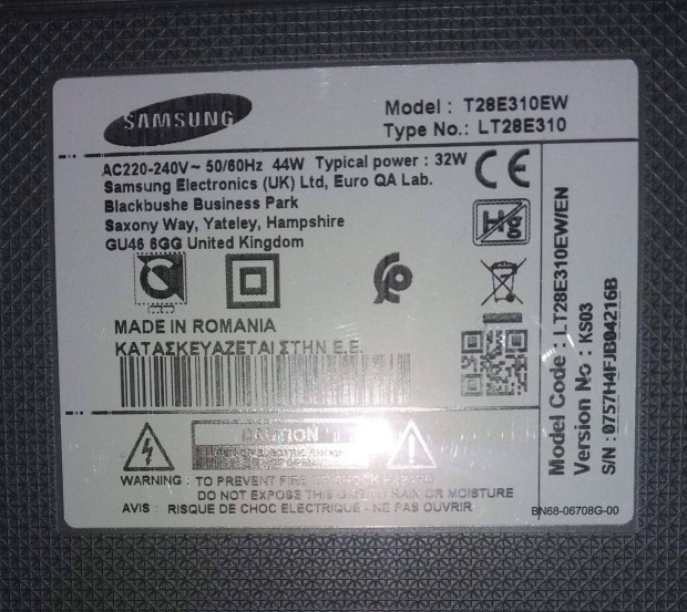 Samsung LT28E310 tv hibs trtt alkatrsznek T28310EW