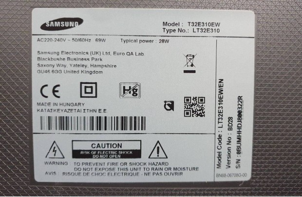 Samsung LT32E310 T32E310EW LED LCD tv hibs trtt alkatrsznek