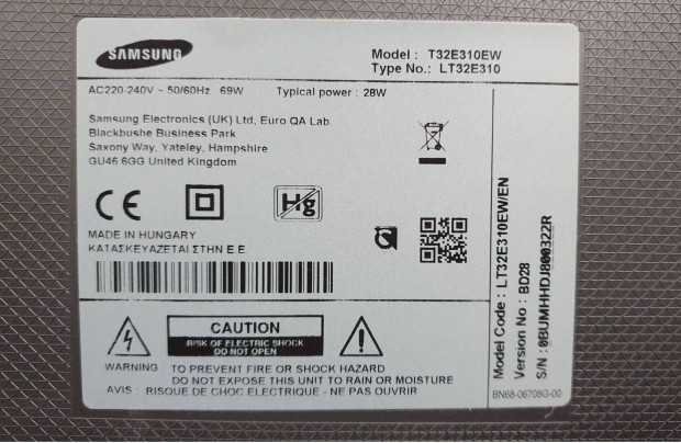 Samsung LT32E310 T32E310EW LED LCD tv hibás törött alkatrésznek