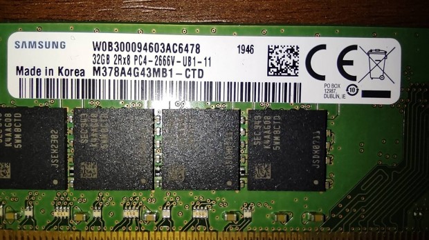 Samsung M378A4G43MB1-CTD memriamodul 32 GB 1 x 32 GB DDR4 2666 Mhz