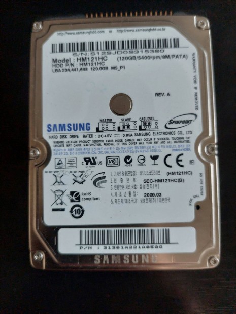 Samsung Notebook 120GB 8MB 5400rpm ATA100 HDD