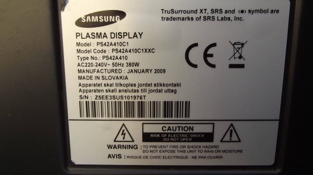 Samsung PS42A410C1 Plazma tv bontott paneljei