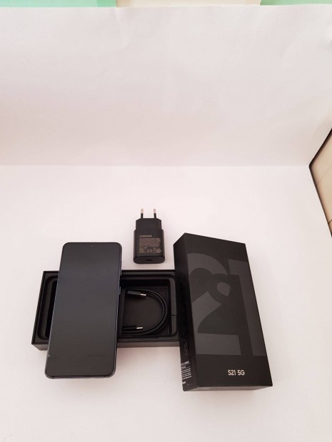 Samsung S21 5G 128GB Fekete szép kártyafüggetlen telefon dobozában ela