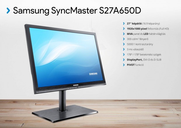 Samsung S27A650D 27" Fullhd monitor szmlval, garancival