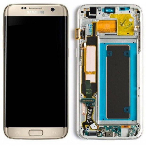 Samsung S7 Edge G935 Lcd Kijelz + rintplexi + Keret Arany Gyari