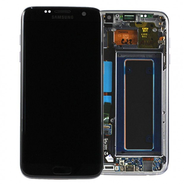 Samsung S7 Edge G935 Lcd Kijelz + rintplexi + Keret Fekete Gyari