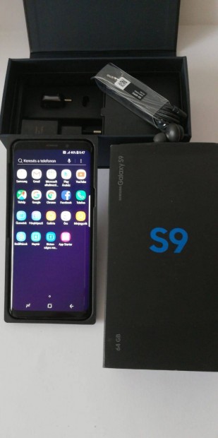 Samsung S9 64GB Fekete Krtyafggetlen Dual simes j llapot mobiltel