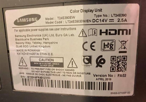 Samsung T24E390EW Monitor+TV