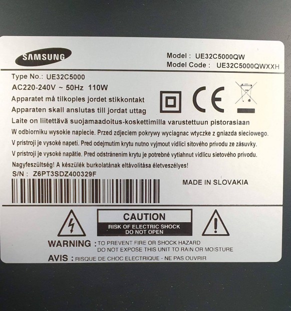 Samsung UE32C5000 LED LCD tv hibs,tp nincs benne