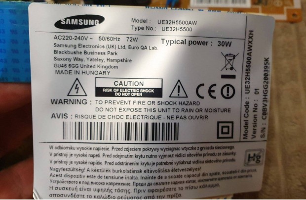 Samsung UE32H5500AW LED tv panelek alkatrésznek UE32H5500 eladó