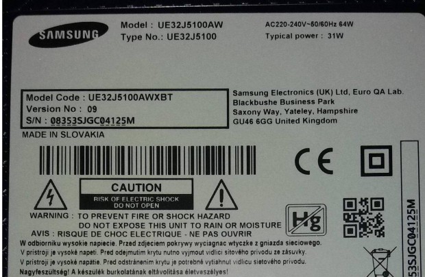 Samsung UE32J5100AW LED LCD tv trtt UE32J5100 tp,mainboard elkelt