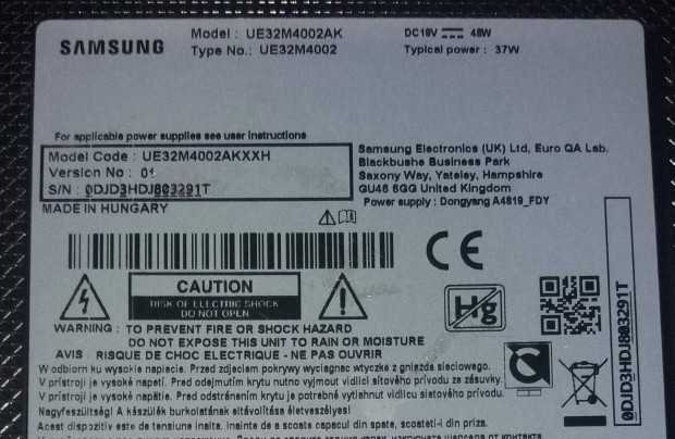 Samsung UE32M4002AK LED LCD tv httr vilgts alkatrsznek