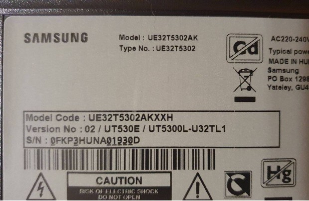 Samsung UE32T5302AK LED LCD hibs trtt alkatrsznek ue32T5302