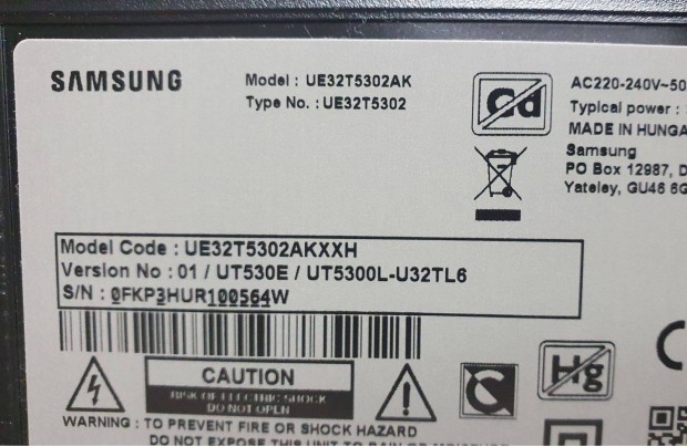 Samsung UE32T5302AK LED LCD törött tv,mainboard elkelt BOE Tcon