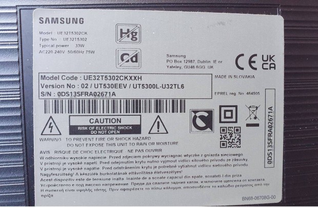 Samsung UE32T5302CK LED LCD tv hibs trtt alkatrsznek UE32T5302