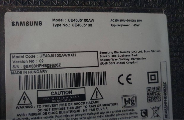 Samsung UE40J5100AW LED LCD tv panelek UE40J5100 tcon elkelt