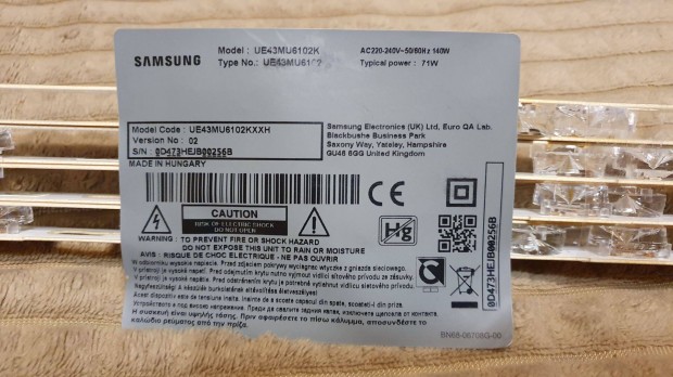 Samsung UE43MU6102K LED garnitra bontott,hibtlan