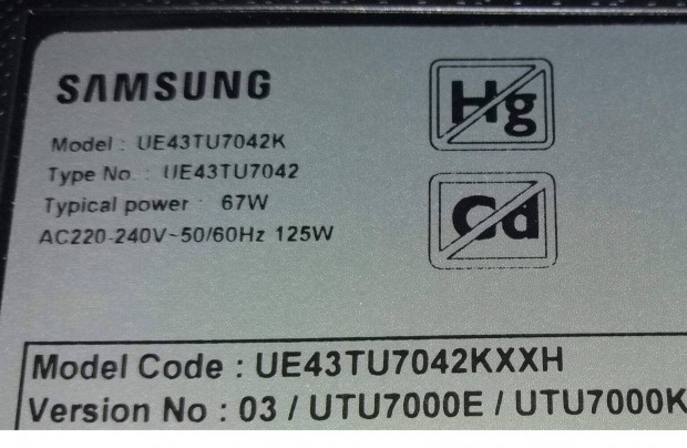 Samsung UE43TU7042K LED LCD tv hibs trtt alkatrsznek UE43TU7042 2
