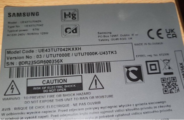 Samsung UE43TU7042K tv bontott LED garnitra Nem hasznlt!