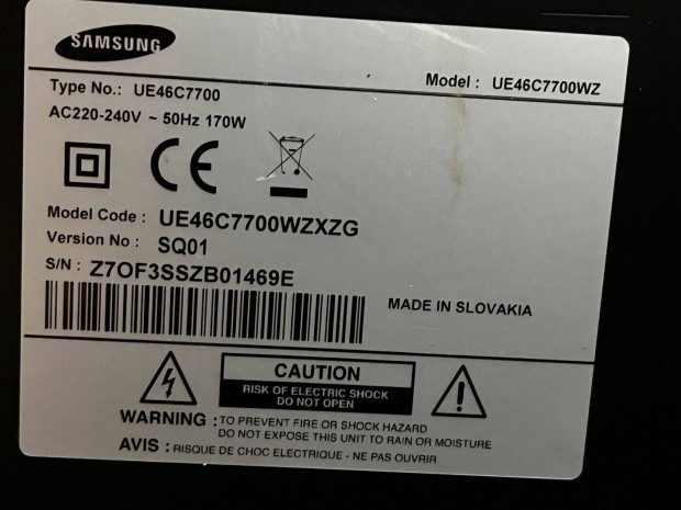 Samsung UE46C7700 TV komplett belsrsze elad