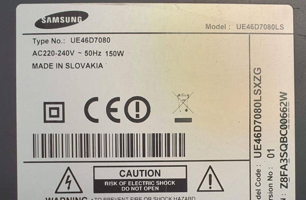 Samsung UE46D7080 LED LCD tv hibás alkatrésznek nem kapcsol be,sérült