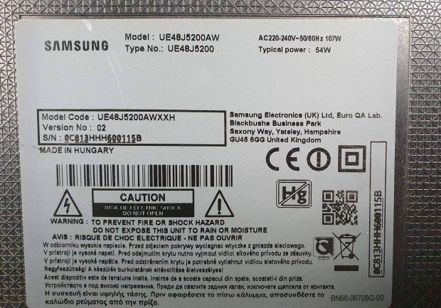 Samsung UE48J5200AW LED tv panelek UE48J5200 háttér,táp elkel