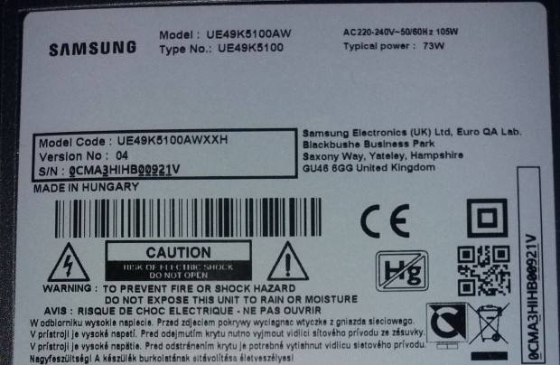 Samsung UE49K5100 LED tv tp ,Tcon panel. main ,httr elkelt