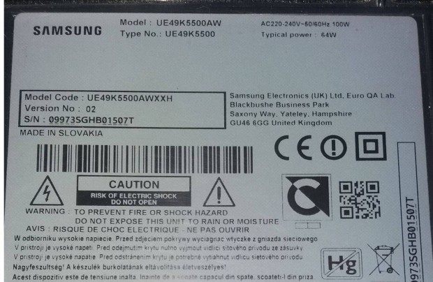 Samsung UE49K5500 LED LCD tv panelek alkatrsznek