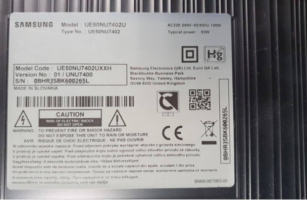 Samsung UE50NU7402U LED tv panelek alkatrsznek httr elkelt! UE50NU7