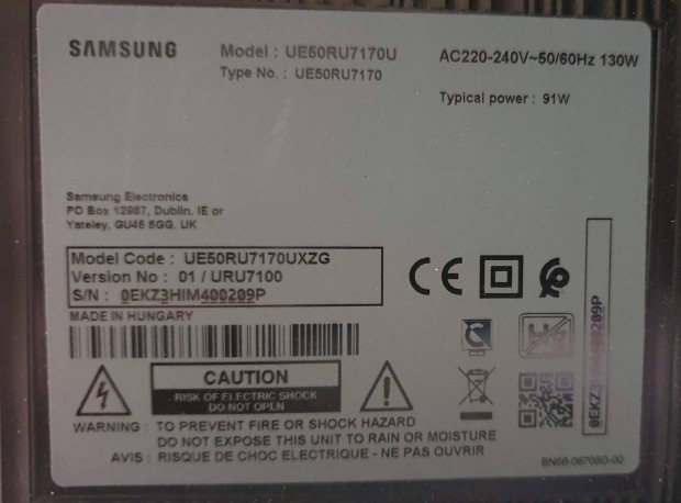 Samsung UE50RU7170U LED LCD tv panelek alkatrsznek UE50RU7170