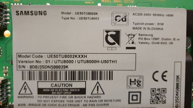 Samsung UE50TU8002K V:01 4K UHD LED tv panelek alkatrésznek