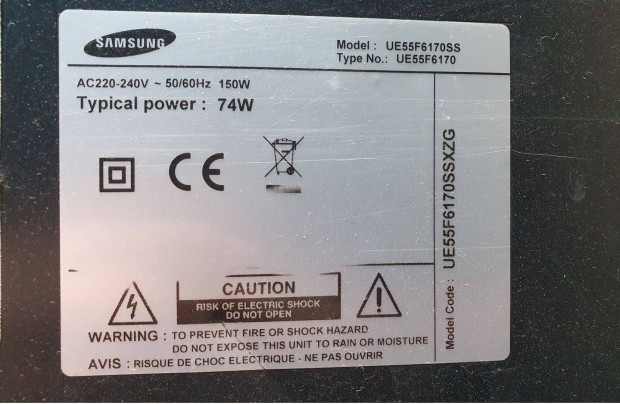 Samsung UE55F6170SS LED LCD tv hibs trtt alkatrsznek