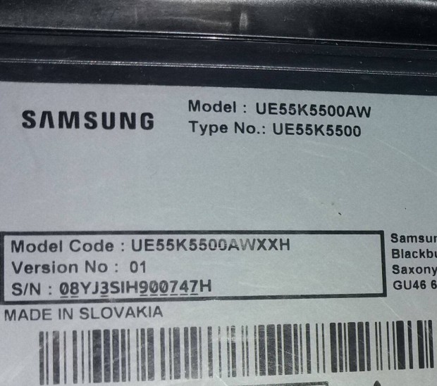 Samsung UE55K5500 LED LCD Tv 55" hibs trtt alkatrsznek