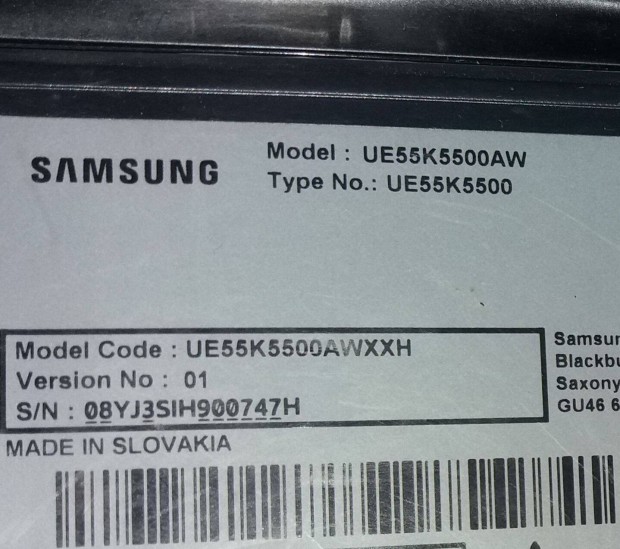 Samsung UE55K5500 LED LCD Tv 55" hibás törött mainboard elkelt!