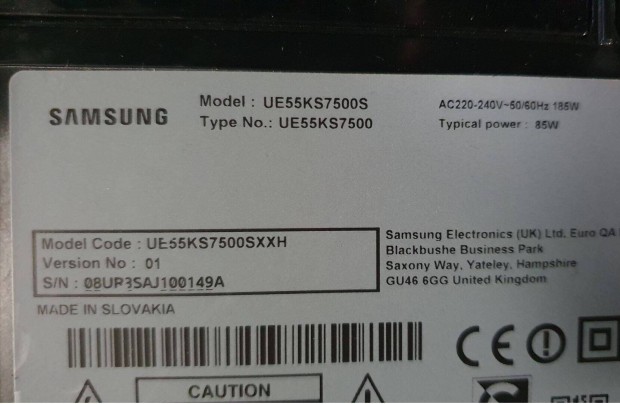 Samsung UE55KS7500S LED LCD tv hibás törött alkatrésznek UE55KS7500
