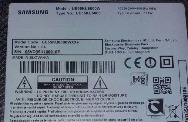 Samsung UE55KU6000 LED LCD Tv httr vilgts alkatrsznek