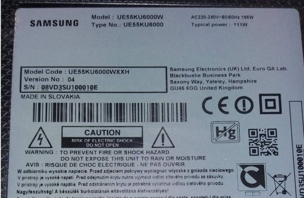 Samsung UE55KU6000 LED LCD Tv httr vilgts alkatrsznek