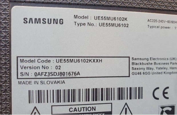 Samsung UE55MU6102K LED LCD tv panelek alkatrésznek Háttér elkelt
