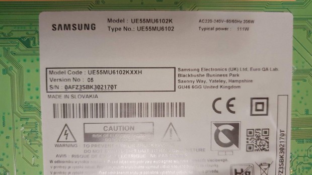 Samsung UE55MU6102K V05 4K UHD LED tv tpegysg UE55MU6102