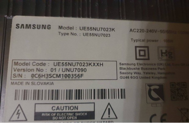 Samsung UE55NU7023K LED LCD tv hibás alkatrésznek