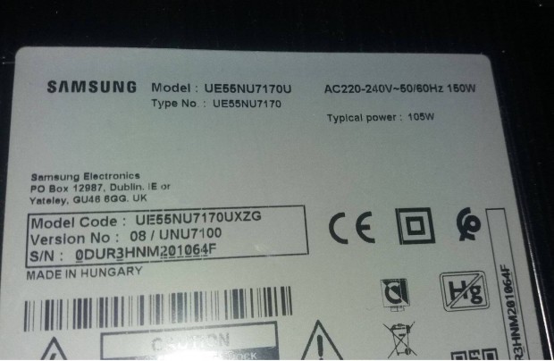 Samsung UE55NU7170U LED LCD tv panelek alkatrsznek UE55NU7170