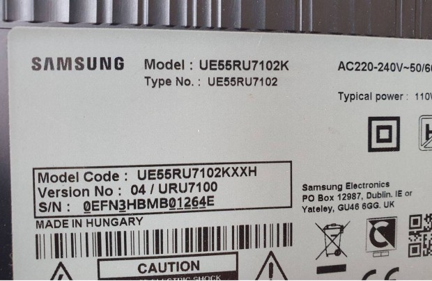 Samsung UE55RU7102K UHD LED tv hibs trtt alkatrsznek UE55RU7102